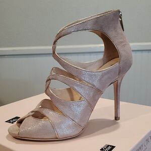 Jimmy Choo Like NEW Shimmer Sand Strappy Heels